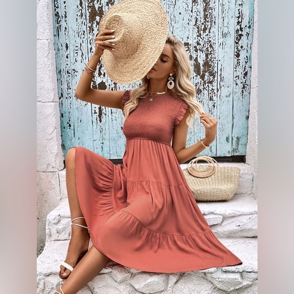 Keep Me Close Rust Midi Dress - Picture 4 of 5